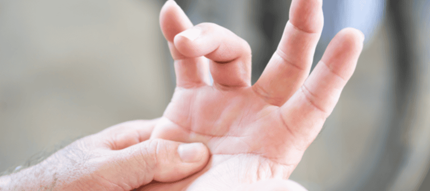 Close-up of an open hand with the fingers partly curled